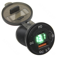 Встраиваемый вольтметр 12-24v с USB3.0+ PD